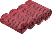 uxcell Cooling Towel 40"x12", 4 Pcs Ice Towel for Neck and Face, Soft Breathable Chilly Sweat Absorbing for Yoga Sports Camping Fitness Running Golf, Red