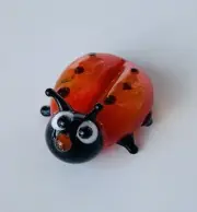 Lady Bug~Mom~Mini Collectible Hand Blown Art Glass Figurine~Handmade Tiny Animal