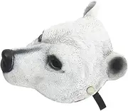 SAFIGLE Polar Bear Mask Faux Masks Halloween Party Shape Realistic The Theme Polar Adult for Led Bear Puffy Furry Adults Animal Paw White Pu