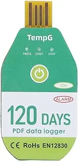 USB Temperature Data Logger, IP67 Water Disposable PDF Temperature Data Logger for Cold Chain Transportation, 18000 Data Capacity (120 Days)