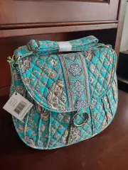 Vera Bradley Saddle Up Totally Turquoise Crossbody Blue Paisley Fabric RETIRED