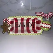Mud Pie Christmas Mini Loaf Pan Gingerbread Candycane Stripes ENJOY Ribbon