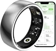 Smart Ring for Men Women Bluetooth IP68 Waterproof Fitness Tracker, Sleep, Step, Health Monitoring, Stylish Sport Smart Rings iOS and Android,18,B