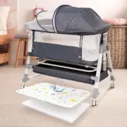 Earth&ME Baby Bassinet Bedside Sleeper with Rocking - All Mesh Portable Bedside