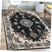 Black Rug 3'x5' Washable, Boho Area Rugs for Entryway Bedroom Living Room