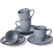 Ocean Espresso Cups with Saucers Set of 4, 3.34oz Espresso Cup Set, Coffee Mu...