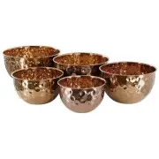 MegaChef Serving Bowl Set Stainless Steel Copper Hammered Bubble Texture 5-Piece