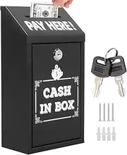 Suggestion Box | Safe Cash Collection Donation Box with Lock - Metal Safe Storage Organizers with Key Slot Charity Mailbox for Fundraising Business Farm