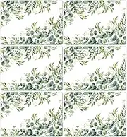 Eucalyptus Leaves Placemat Set of 6 Seasonal Summer Plastic Table Mats Spring Green Leaves Themed Place Mats Rustic Vintage Table Decoration for Indoor Outdoor Party Kitchen Dining