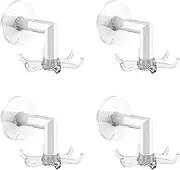 Snblzhef 4pcs Rotating Wall-Mounted Storage Rack for Bathtub with Hooks for Kitchen Utensils and Towels Transparent-White