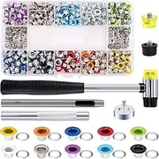 Rustark 500 Sets Grommet Kit 3/16 Inch Grommet Setting Tool Metal Eyelets Set with 4 Pieces Install Tool Kit in Storage Box for Clothes Shoes Bag Paper Leather Crafts DIY Projects (10 Colors)