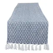 Farmhouse Mini Diamond Braided Table Runner, 15x72, French Blue