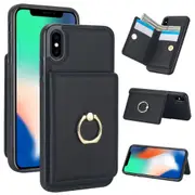 IPhone XR Case With Card Holder,Military Grade Drop Protection,Durable Shockproof Cover-Black