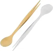 Zerodeko 2pcs Stainless Steel Flavor Test Spoon Handy Tweezers Versatile Culinary Tool for Professional Chefs Construction Elegant Design