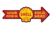 24" Reproduction Shell Gasoline SOLD HERE Gas Station Motor Oil ARROW Metal Sign