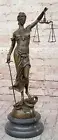 Blind Lady of Justice Themis Bronze Statue Law Mayer Art Deco Sculpture Figurine