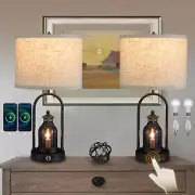 Table Lamps for Living Room, Set of 2 Farmhouse Bedside Lamps for Nightstand Bed