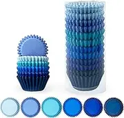 qiqee Mini Blue 300-Count Cupcake Liners - Paper, Disposable, Versatile (Housewarming, Easter, Thanksgiving, Birthday), Everyday Baking