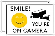 Joffreg Smile You're on Camera,Video Surveillance Sign,UV Protected,Fade Resistant,Indoor Or Outdoor Use,20 x 30 cm,Reflective Aluminum,2 Pack
