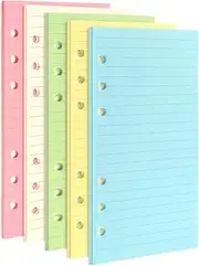 Aster A6 Refill Paper, 200 Pages 6-Hole A6 Filler Paper, 5-Color Loose Leaf Planner Refill Paper, A6 Binder Planner Inserts for Notebook Diary Journals Painting Personal Organiser(Horizontal Line)