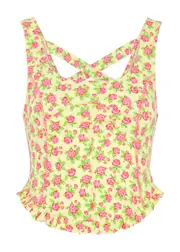 Free People Melanie Floral-print Stretch-cotton Tank top - Yellow - S S