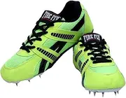[FIRE FLY] Running Spike for Boys & Youth Black Green Athlete Track & Field Run Shoe with Extra Nails