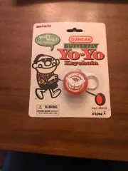 New Vintage Duncan Red Butterfly Yo-Yo Keychain 1999 Basic Fun