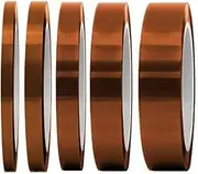 Selizo High Temp Tape, 5 Pack Multi - Sized 1/8", 15/64", 15/64", 15/32", 5/64", Heat Resistance up to 280℃ (536℉)
