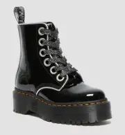 Dr Martens 6 Hole Molly Black Silver Pat 27343016 Classic Doc