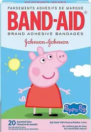 24 - BAND-AID Adhesive Bandages, Peppa Pig, Assorted Sizes 20 ct