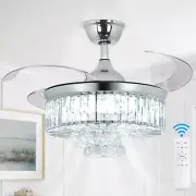 Chandelier Ceiling Fan: Fandeliers with Lights and Remote - Modern 42" Retrac...