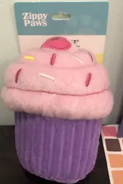 Zippy Paws Cupcake Pink Dog Toy Soft Plush Squeaker Toy 6" Zippy Paws