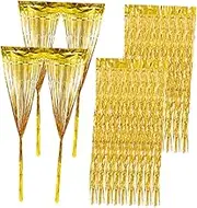 HAMPPLIES 4pcs Tinsel Fringe Curtains Elegant Backdrop Streamers for Birthday Party Decorations Lightweight Door Decor for Weddings Christmas and Photo Booths