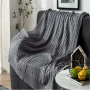 120*180cm Cozy Decorative Knit Woven Throw Blanket Sofa Throw Bed Throw Bed Blanket - Grey