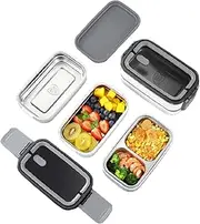 HGHRSF 304 Stainless Steel Heat Preservation Lunch Box Sealed Fresh-Keeping Box Double-Layer Compartment Lunch Box Microwave Portable Lunch Box 3格饭盒+保温袋