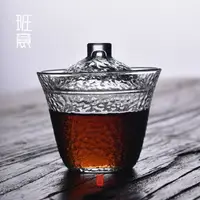 在飛比找樂天市場購物網優惠-班意 錘紋蓋碗茶杯 耐熱加厚三才茶碗敬茶碗透明泡茶器功夫茶具