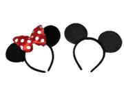 12 pcs Minnie Mickey Mouse Ears Headbands Black Red Polka Dot Bow Party Favors