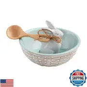 Mud Pie Bunny Bowl Tidbit, 5.75" dia x 4" spoon: 3.5", BLUE