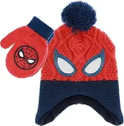 [Marvel] Spiderman Winter Hat and Glove Set, Boys Cuff Beanie Ages
