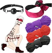 BDSM Bondage Shibari Sex Rope - BDSM Beginner Set Kit Adult Fetish Bondage Restraints Set Sex Toys for Women, Men & Couples, 32 Feet 8MM (3 Cloors Suit)