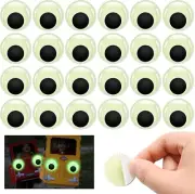 24-Piece Wiggling Glow-In-The-Dark Googly Eyes, 1-Inch Self-Adhesive Sticky Eyes