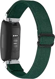 RuenTech Elastic Bands intended for Fitbit Inspire 2 Band, Replacement Stretch Braided Elastics Nylon Wristband Sport Loop Strap intended for Fitbit Inspire 2 Women&Men (Dark Green)
