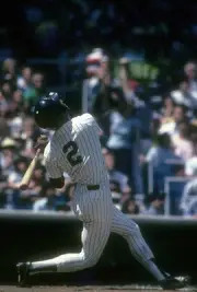 Paul Blair New York Yankees swings and watches the flight of his b- Old Photo 3