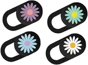 SEWACC 4pcs Privacy Cover Floral Laptop Webcam Camera Cover Protection Laptop Camera Daisy Protective Webcam Slide Webcam Cover Slide Webcam Covers Computer Camera Accessories Laptops