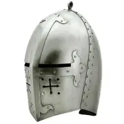 18Ga Larp Medieval Great Helmet Knight Templar Crusader Helmet