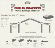 Aussie Barn Shed 6inch C Section Purlin Bracket Set-Garage-Farm-Steel Plate