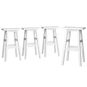 4x Bar Stools Kitchen Chairs Wooden White