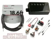EMG 66 BLACK CHROME ACTIVE HUMBUCKER PICKUP SHORT POTS & WIRING ( FENDER 18 FT )