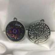 Kaleidoscope~ Tree Of Life Glass Cabochons 1" Silver Bezel Pendant New 1462