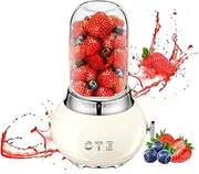 OTE Smoothie Blender, Retro Kitchen Small Glass Blender for Shakes and Smoothie with 400ml Glass Container To Go (Beige)